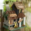 Rustic Bass Lake Lodge Wooden Birdhouse for Bird Watching and Garden Decor