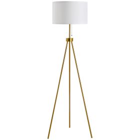 Elegant Floor Lamp 59.75" Fabric Shade E26 Holder Steel Tripod Gold for Living Room