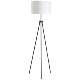 Black Standing Lamp with Fabric Shade 59.75" Steel Tripod for Living Room