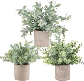 Der Rose 3 Pack Mini Potted Fake Plants Artificial Plastic Eucalyptus Plants Topiaries for Home Office