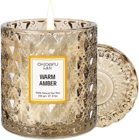 Amber Candles, Luxury Candle for Home Scented, Long Burning Time, Holiday Gifts, All Natural Soy Wax Decorative Candles