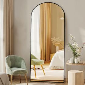 DUMOS Arched Full Length Mirror with Stand 64"x21" Floor Standing Aluminum Frame for Bedroom Body Hanging Leaning Modern Simple Home Decor Shatte