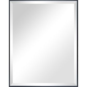 Beveled Modern Rectangular Wall Mirror, 23x29, Black