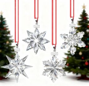 Christmas Ornaments 4pcs Crystal Snowflake Ornament for Christmas Tree Hanging Pendant Crystal Sun Catcher Home Decor