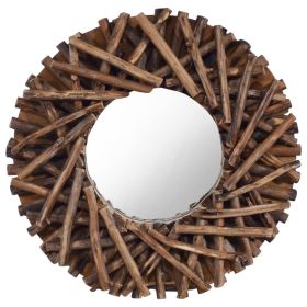 Mirror Natural Wood Solid teak wood and glass Medium