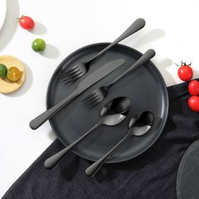 30-Piece Silverware Set Stainless Steel Cutlery Flatware Utensil Kitchen For 6 (Option: BLACK)