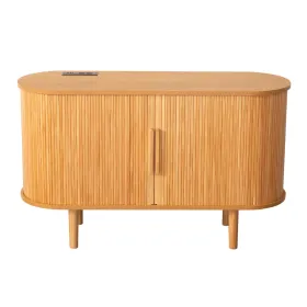 Fralimk Sideboard Buffet Cabinet With Storage, Modern Fluted Storage Cabinet For Dining Room, Tambour Door Console Table For Living Room, Office (Option: Oak)