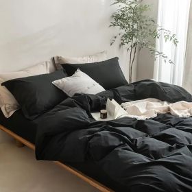 Serta Simply Clean Solid Duvet Cover King (Option: BLACK)