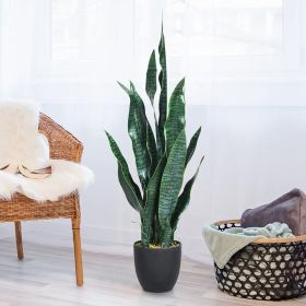 1PC 35.5 inches Indoor and Outdoor Decoration Fake Snake Plant Artificial Plant (Color: Dark Green)